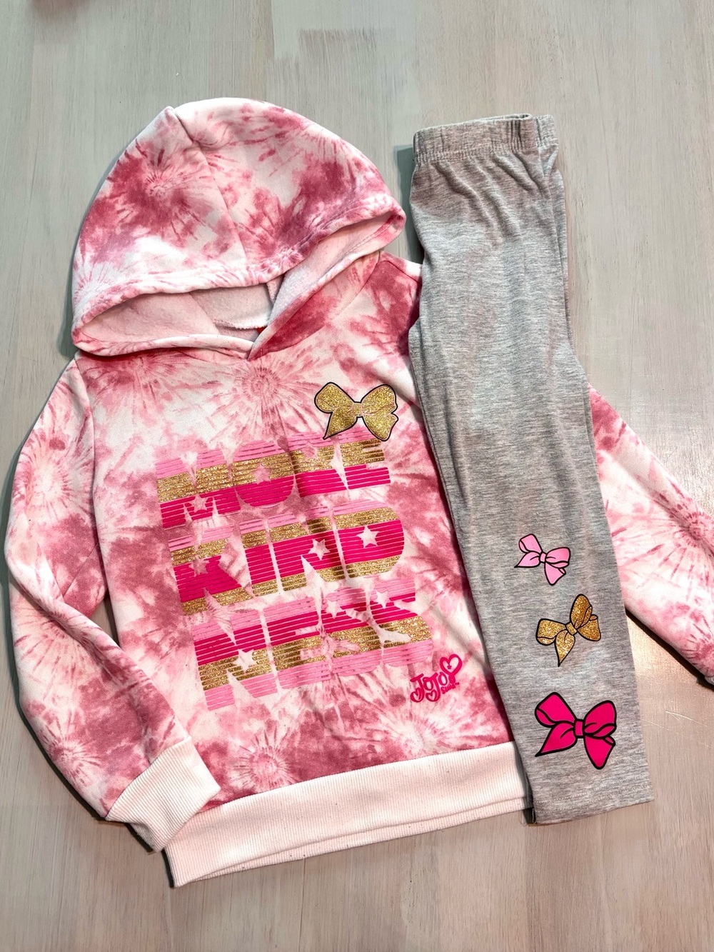 Little Girls Size 5 JoJo Siwa Outfit Hooded Sweatshirt & Leggings Pink Bows